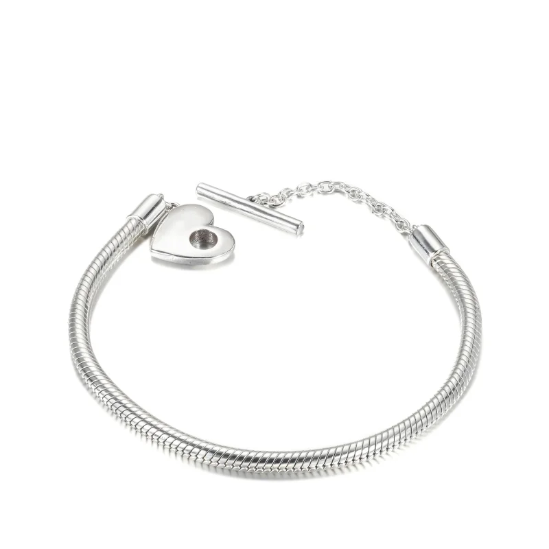 (bilde for) Pandora Moments Hjerte T-Bar Slangekjedearmbånd - 599285C00 - Vis 4