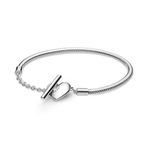 (bilde for) Pandora Moments Hjerte T-Bar Slangekjedearmbånd - 599285C00