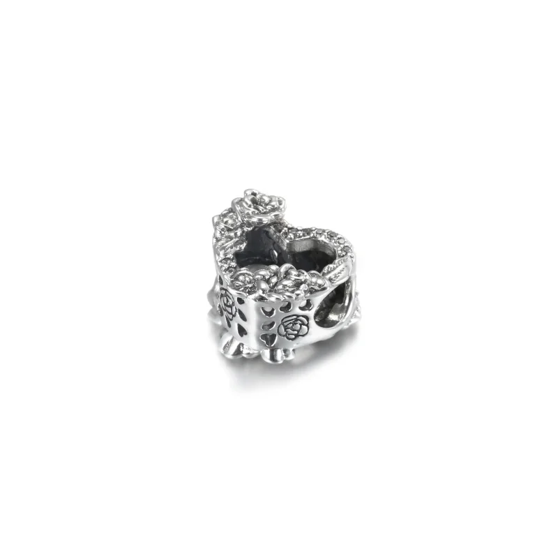 (bilde for) Pandora Åpent Hjerte og Roseblomster Charm - 799281C01 - Vis 5