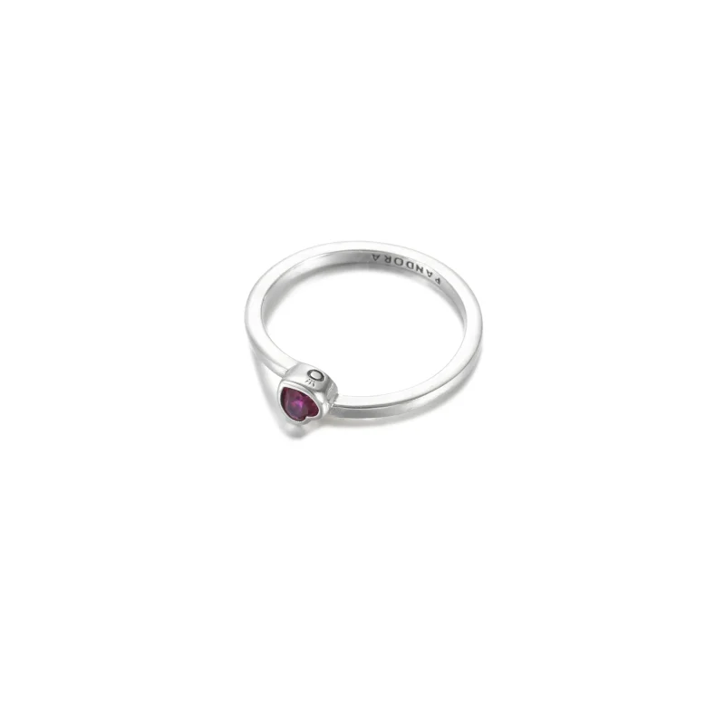 (bilde for) Pandora Rødt Skråstilt Hjerte Solitaire Ring - 199267C01 - Vis 2