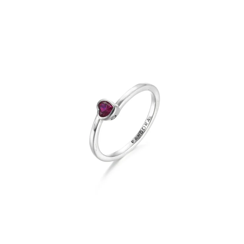 (bilde for) Pandora Rødt Skråstilt Hjerte Solitaire Ring - 199267C01 - Vis 3
