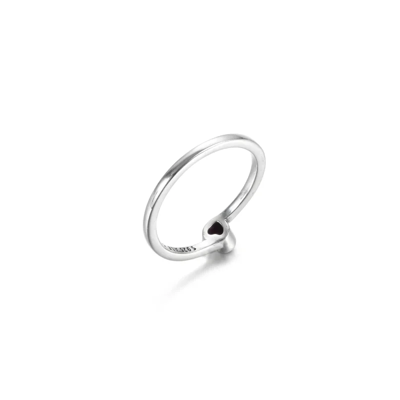 (bilde for) Pandora Rødt Skråstilt Hjerte Solitaire Ring - 199267C01 - Vis 5