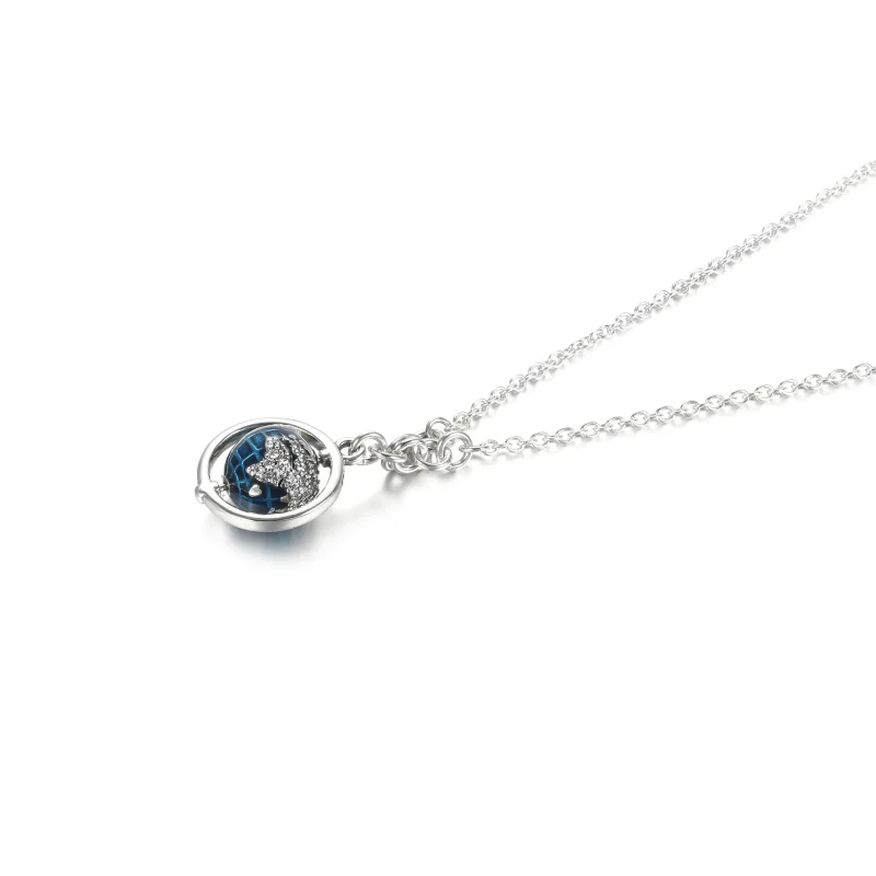 (bilde for) Pandora Snurrende Blå Planet Collier Halskjede - 399235C01 - Vis 2
