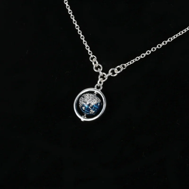 (bilde for) Pandora Snurrende Blå Planet Collier Halskjede - 399235C01 - Vis 5