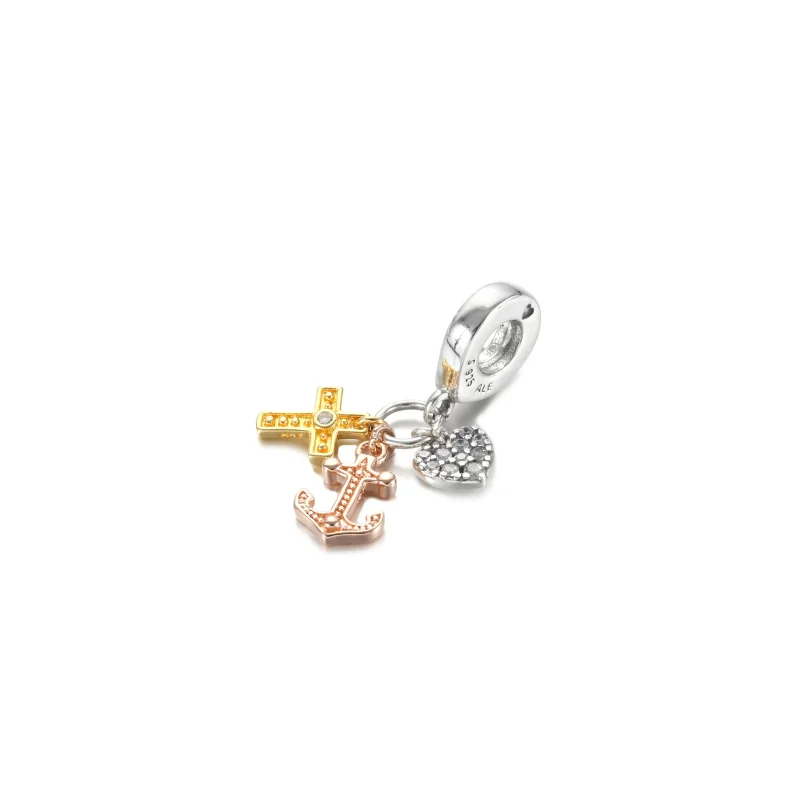 (bilde for) Trefarget Kors, Hjerte og Anker Hengende Charm - 799354C01 - Vis 2