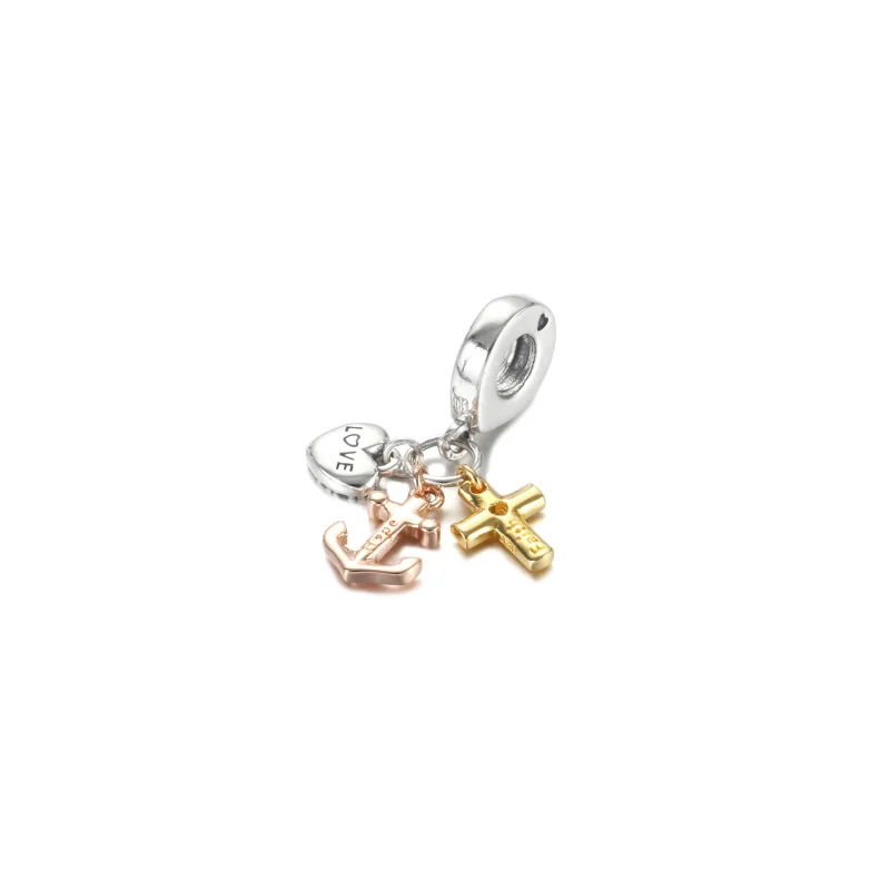 (bilde for) Trefarget Kors, Hjerte og Anker Hengende Charm - 799354C01 - Vis 3