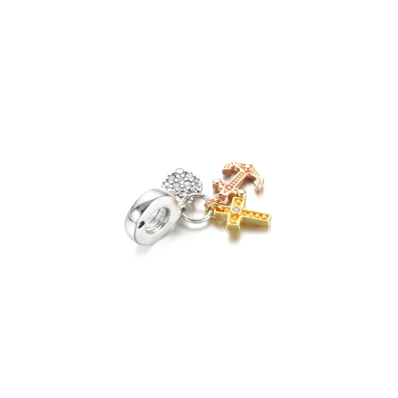 (bilde for) Trefarget Kors, Hjerte og Anker Hengende Charm - 799354C01 - Vis 4