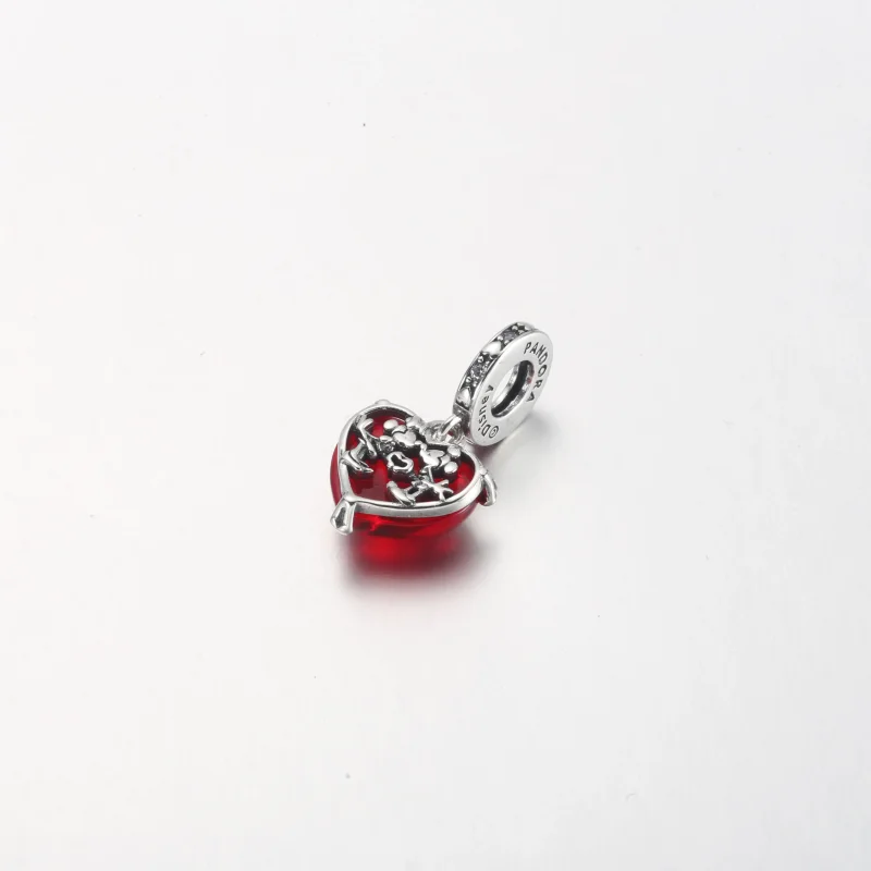 (bilde for) Pandora Disney Mikke og Minni Mus Kyss Rødt Muranoglass Hengende Charm - 792522C - Vis 3