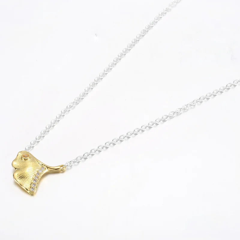 (bilde for) Pandora Ginkgo sterling silver and 14k gold-plated collier with clear cubic zirc - Vis 2