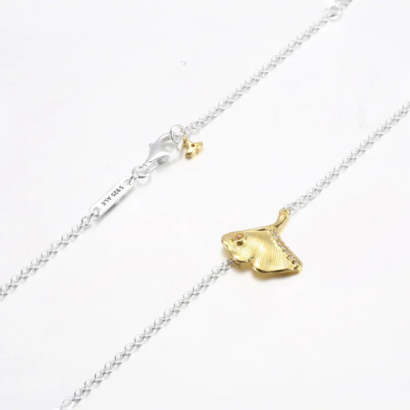 (bilde for) Pandora Ginkgo sterling silver and 14k gold-plated collier with clear cubic zirc - Vis 5