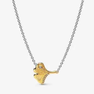 (bilde for) Pandora Ginkgo sterling silver and 14k gold-plated collier with clear cubic zirconia - 362443C01