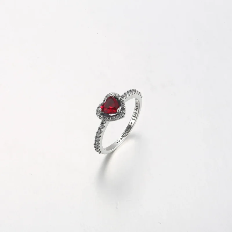 (bilde for) Pandora Hevet Rødt Hjerte Ring - 198421C02 - Vis 2