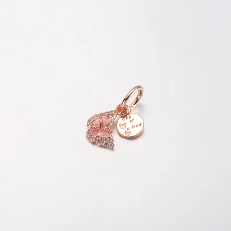 (bilde for) Pandora Rosa Sommerfugl og Sitat Dobbel Hengende Charm - 782555C01 - Vis 2