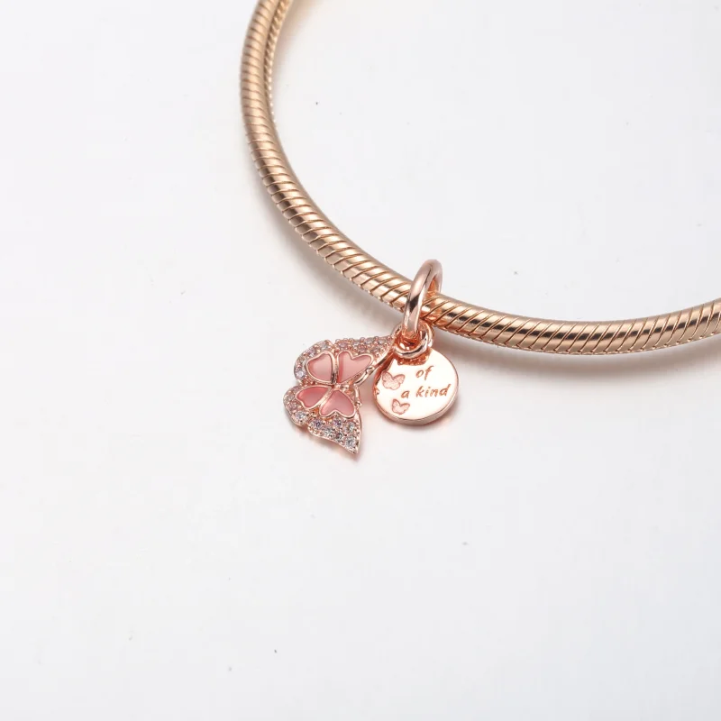 (bilde for) Pandora Rosa Sommerfugl og Sitat Dobbel Hengende Charm - 782555C01 - Vis 4