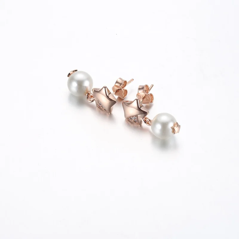 (bilde for) Pandora Star 14k rose gold-plated stud earrings with clear cubic zirconia and tr - Vis 2