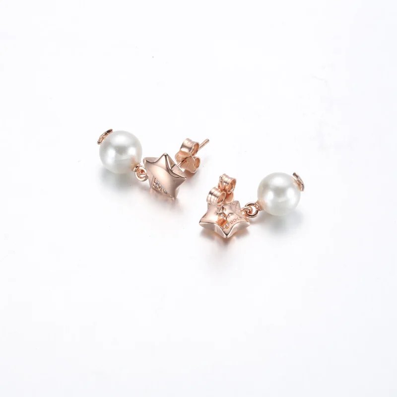 (bilde for) Pandora Star 14k rose gold-plated stud earrings with clear cubic zirconia and tr - Vis 4
