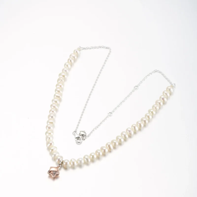 (bilde for) Pandora Star sterling silver and 14k rose gold-plated collier with clear cubic z - Vis 5