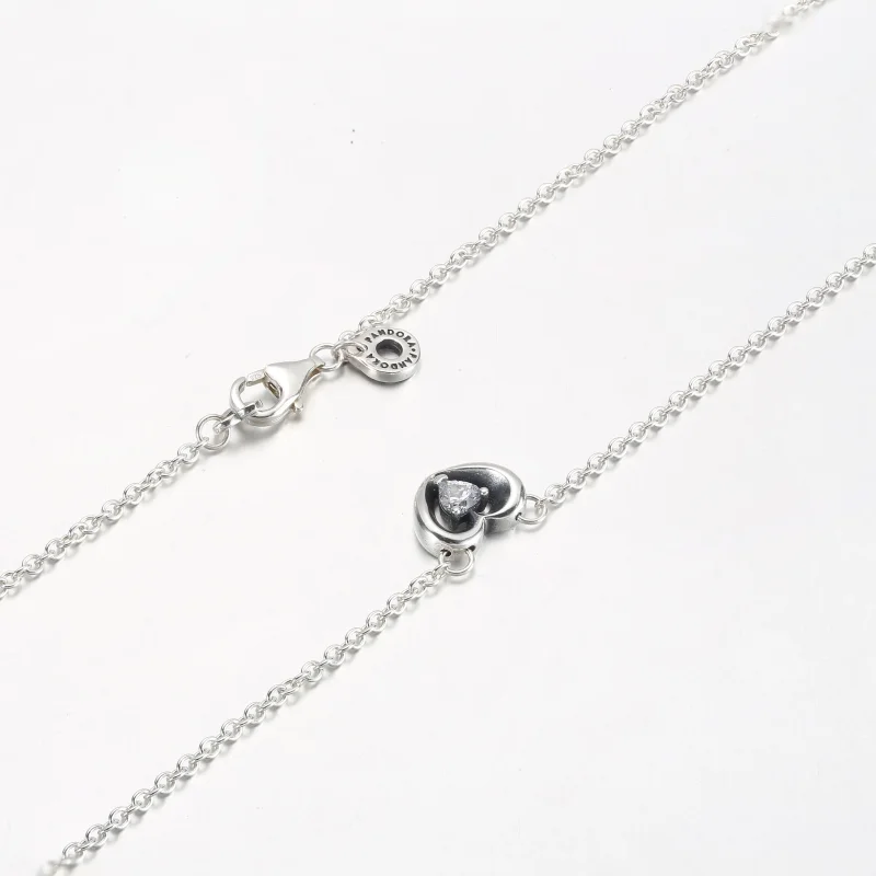 (bilde for) Pandora Strålende Hjerte og Svevende Stein Anheng Collier Halskjede - 392494C01 - Vis 5