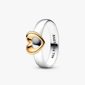 (bilde for) Pandora Strålende Tofarget Skyvehjerte Ring - 162504C00