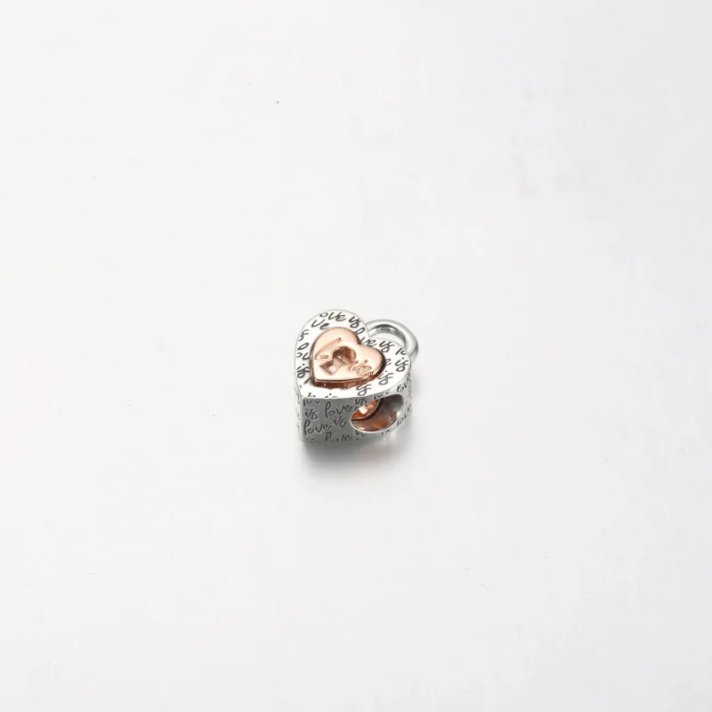 (bilde for) Pandora Tofarget Hengelås Delbart Hjerte Charm - 782505C00 - Vis 2