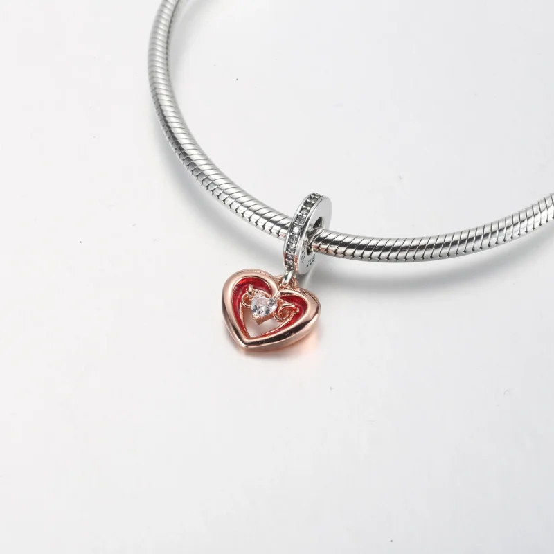 (bilde for) Pandora Tofarget Strålende Hjerte Hengende Charm - 782450C01 - Vis 4