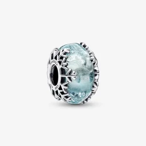 (bilde for) Pandora Vinterblått Snøfnugg Murano Charm - 792377C00