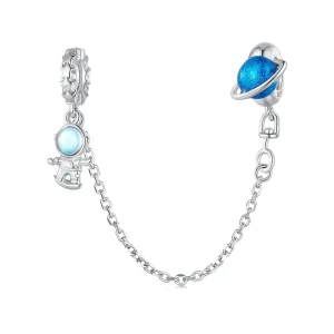 (bilde for) Pandora Style Astronaut and Planet Safety Chain - BSC792
