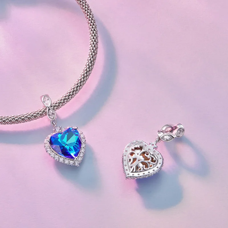 (bilde for) Pandora Style Blue Heart Charm - BSC775 - Vis 4