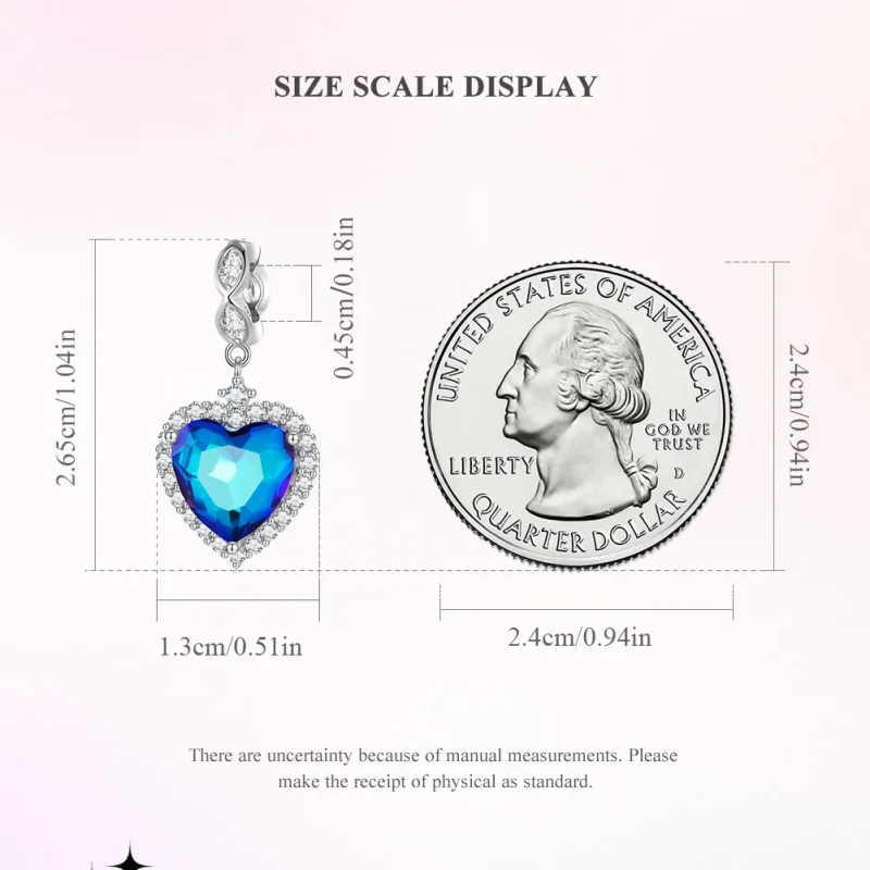 (bilde for) Pandora Style Blue Heart Charm - BSC775 - Vis 5