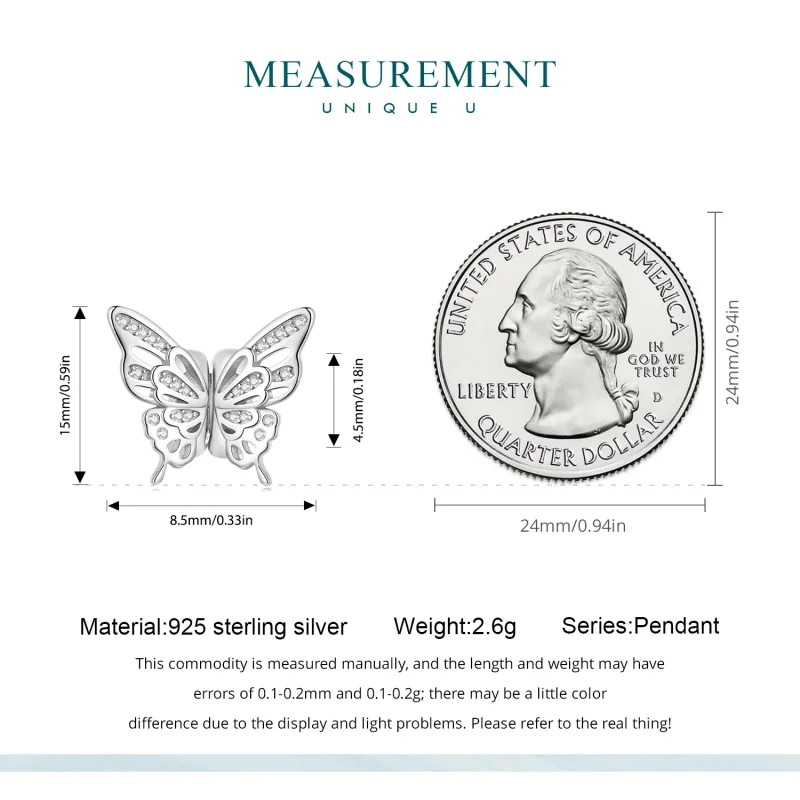 (bilde for) Pandora Style Butterflies Spacer Charm - BSC823 - Vis 5