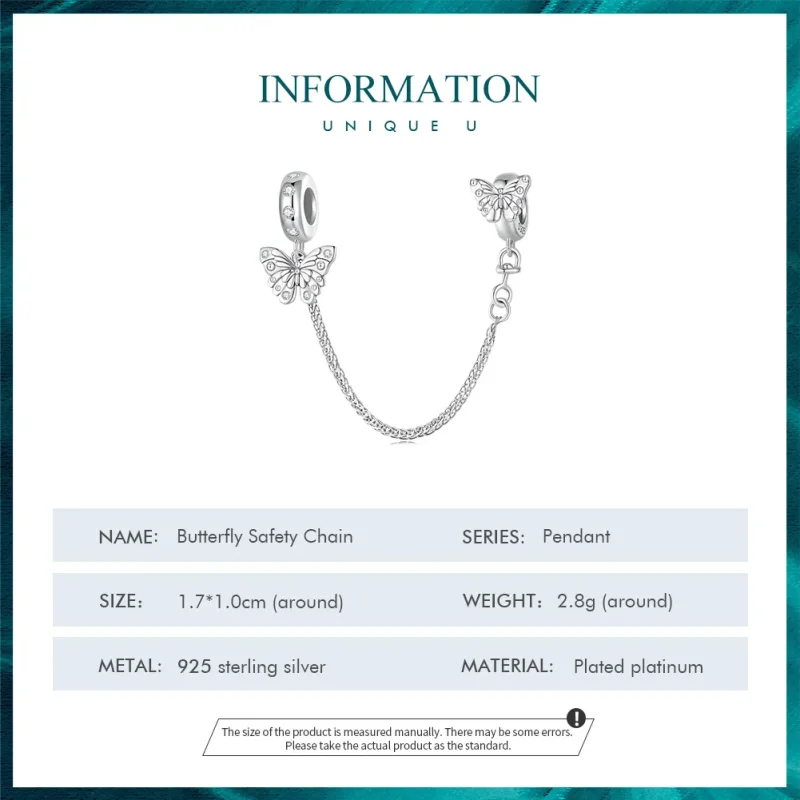 (bilde for) Pandora Style Butterfly sikkerhetskjede - BSC801 - Vis 4
