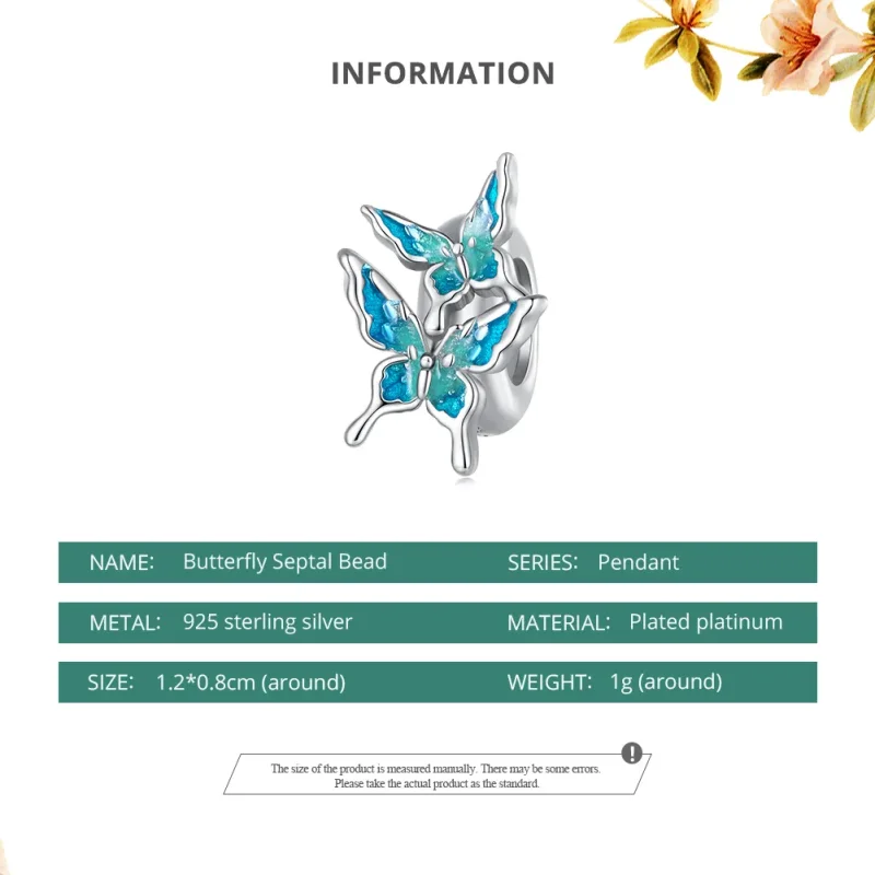 (bilde for) Pandora Style Butterfly Spacer Charm - BSC789 - Vis 6