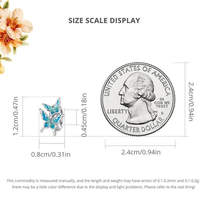 (bilde for) Pandora Style Butterfly Spacer Charm - BSC789 - Vis 7
