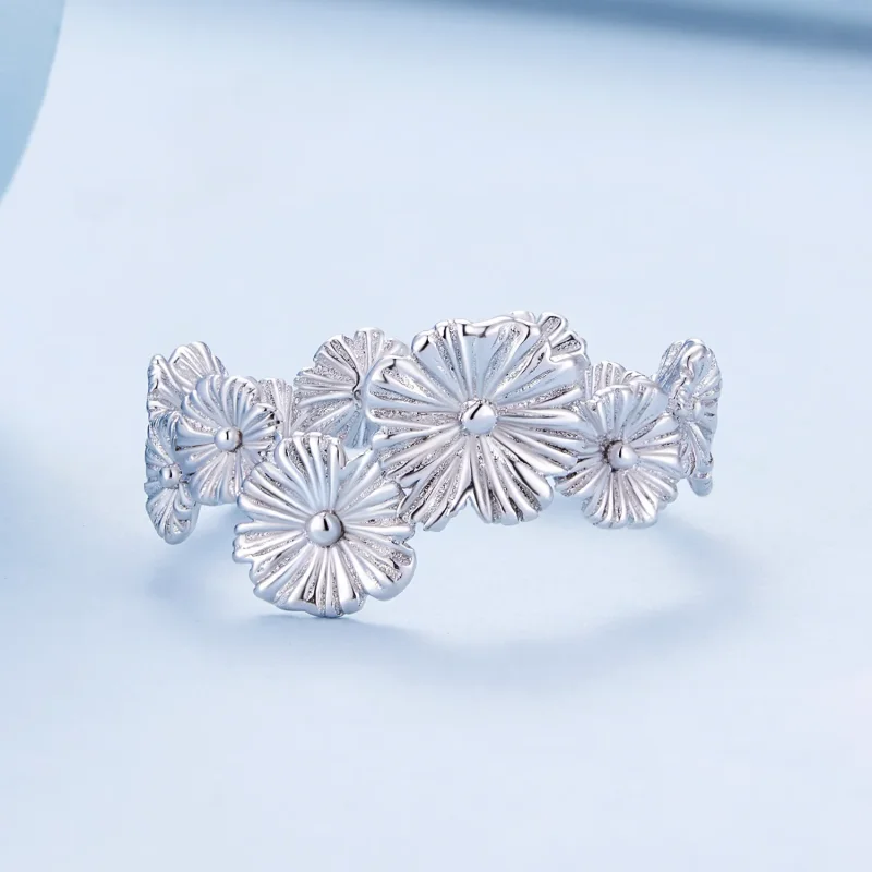 (bilde for) Pandora Style Classic Daisy Flower Band Ring - BSR382 - Vis 3