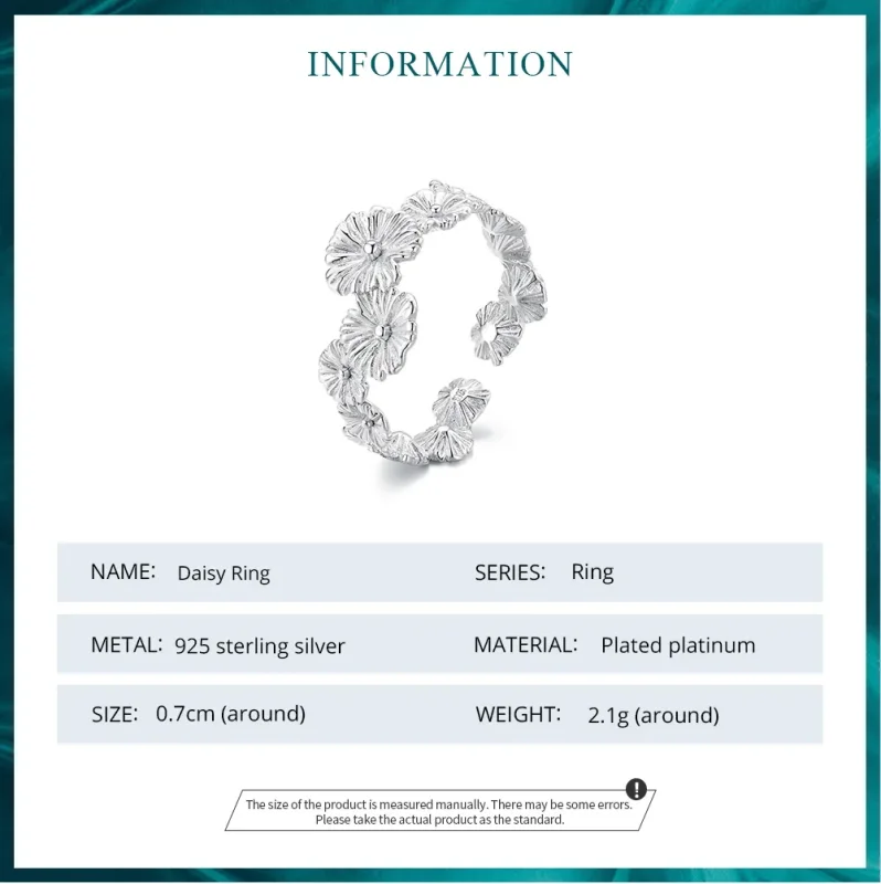 (bilde for) Pandora Style Classic Daisy Flower Band Ring - BSR382 - Vis 6