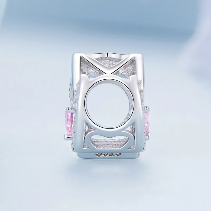 (bilde for) Pandora Style Double Heart Charm - BSC695 - Vis 3