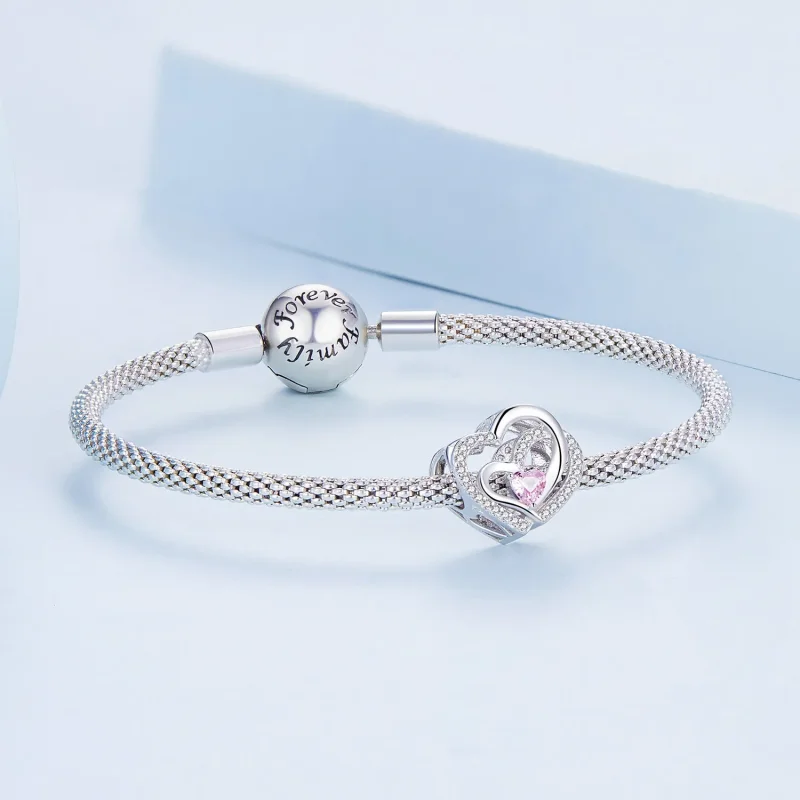 (bilde for) Pandora Style Double Heart Charm - BSC695 - Vis 5