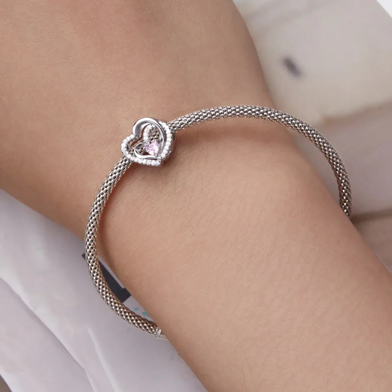 (bilde for) Pandora Style Double Heart Charm - BSC695 - Vis 6