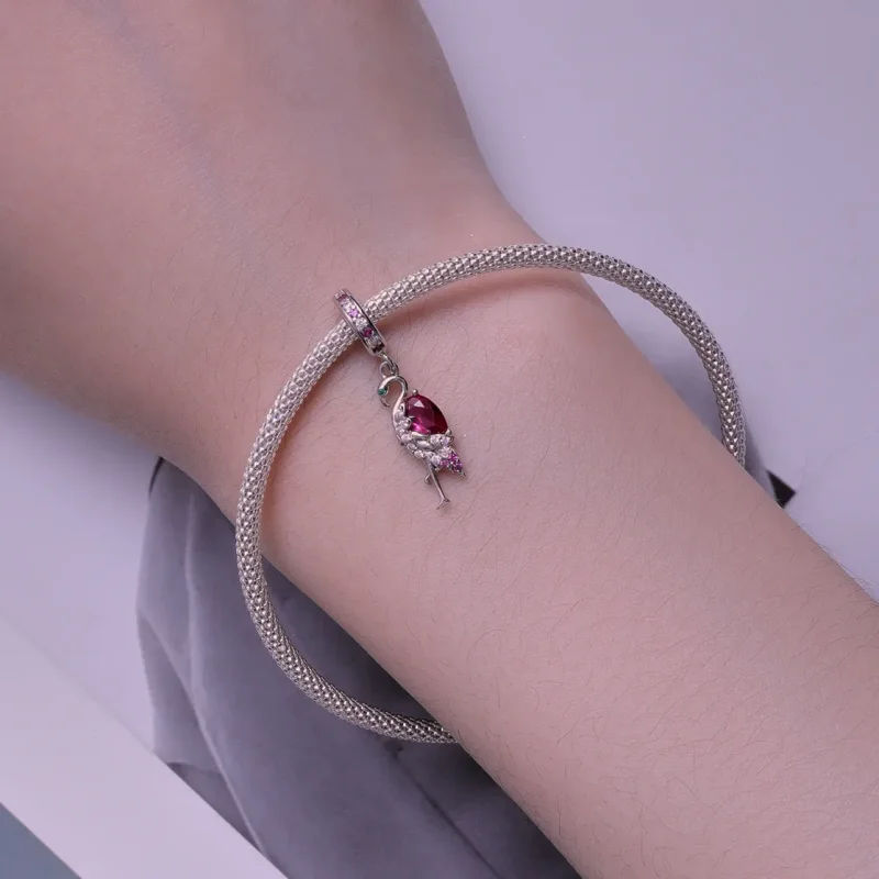 (bilde for) Pandora Style Flamingo Charm - BSC833 - Vis 5