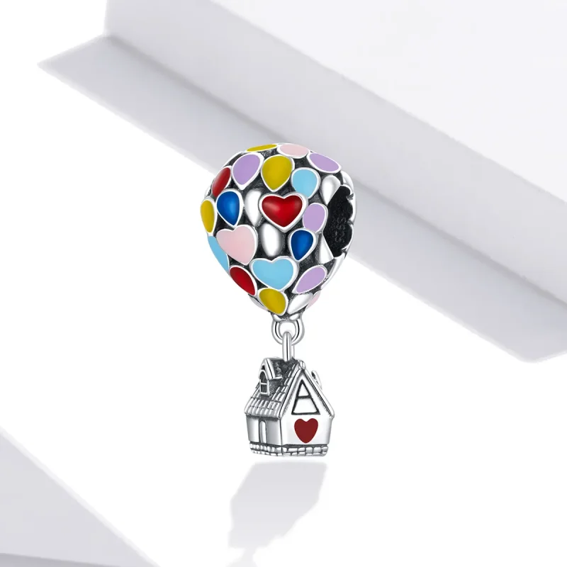 (bilde for) Pandora Style Flying House Charm - BSC417 - Vis 2