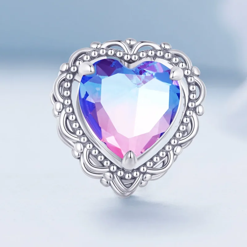 (bilde for) Pandora Style Forever my love Gradient Color Heart Charm - BSC830 - Vis 2