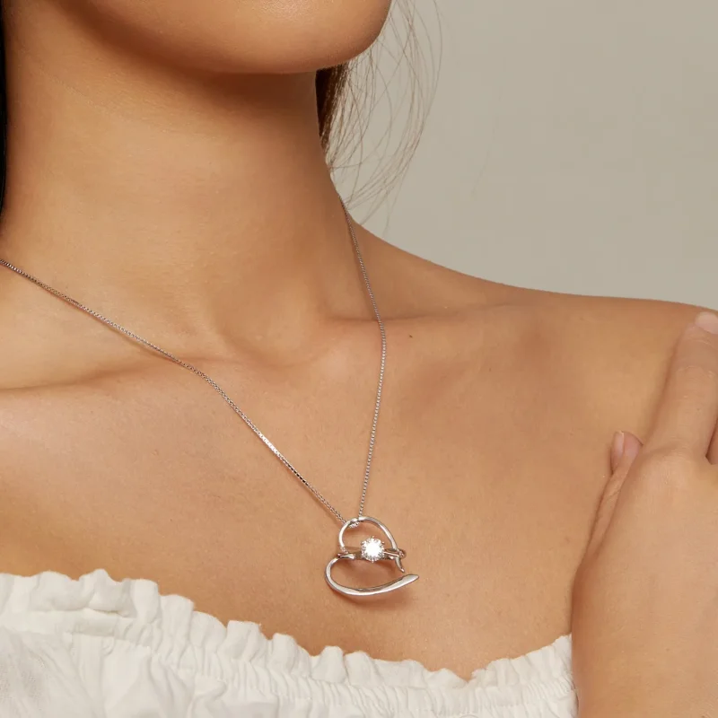 (bilde for) Pandora Style Freehand Heart Halskjede - BSN341 - Vis 5
