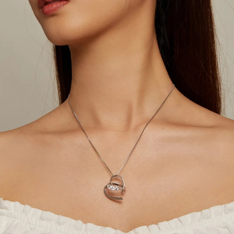 (bilde for) Pandora Style Freehand Heart Halskjede - BSN341 - Vis 6