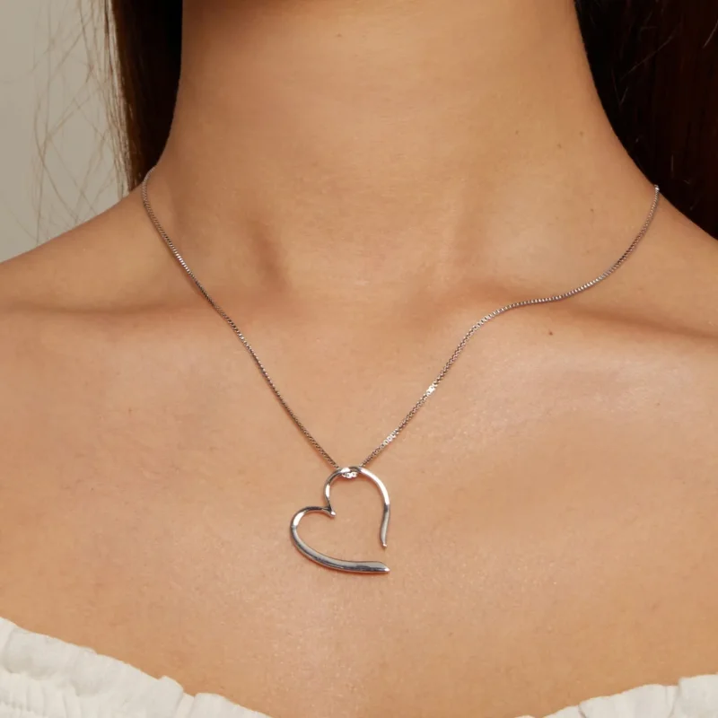 (bilde for) Pandora Style Freehand Heart Halskjede - BSN341 - Vis 7