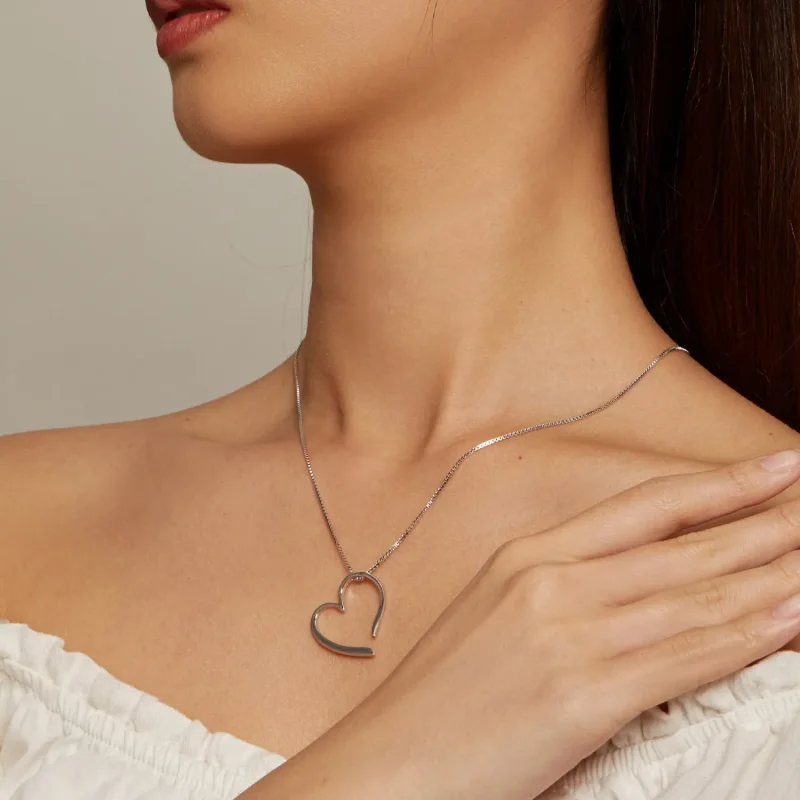 (bilde for) Pandora Style Freehand Heart Halskjede - BSN341 - Vis 8