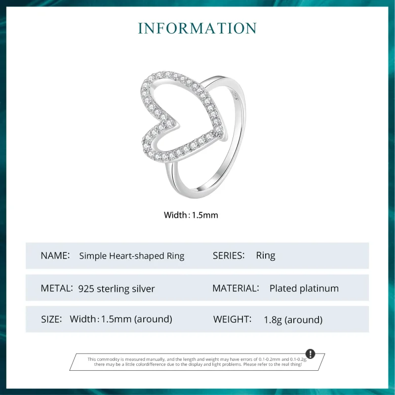 (bilde for) Pandora Style Freehand Heart Ring - BSR401 - Vis 4