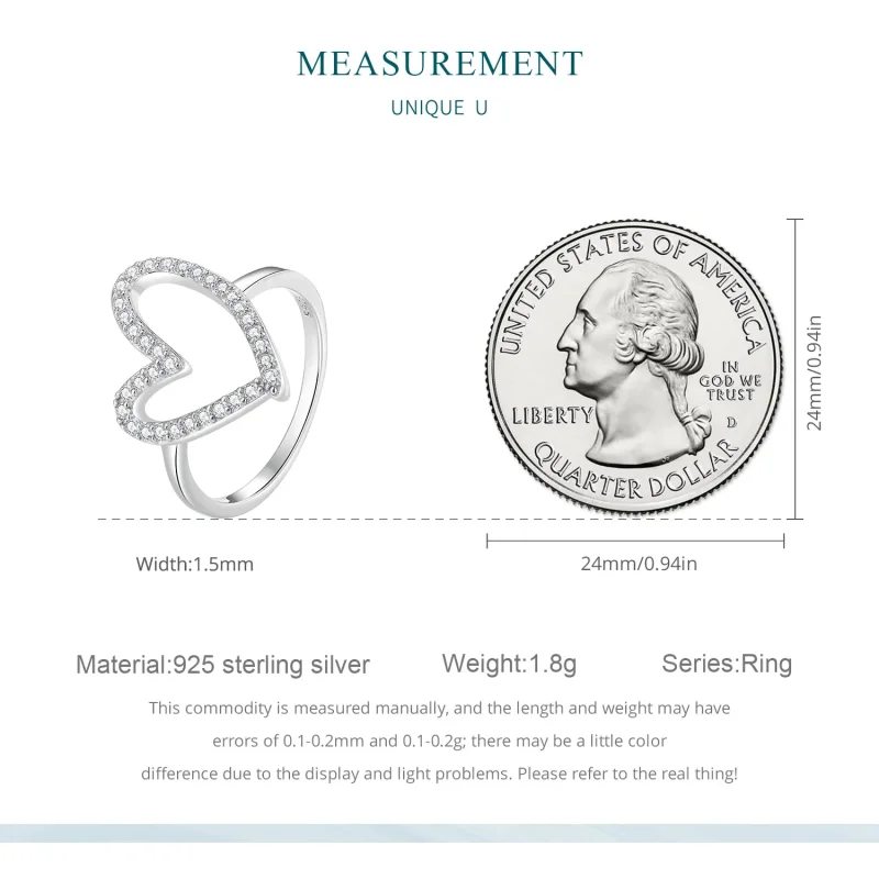 (bilde for) Pandora Style Freehand Heart Ring - BSR401 - Vis 5