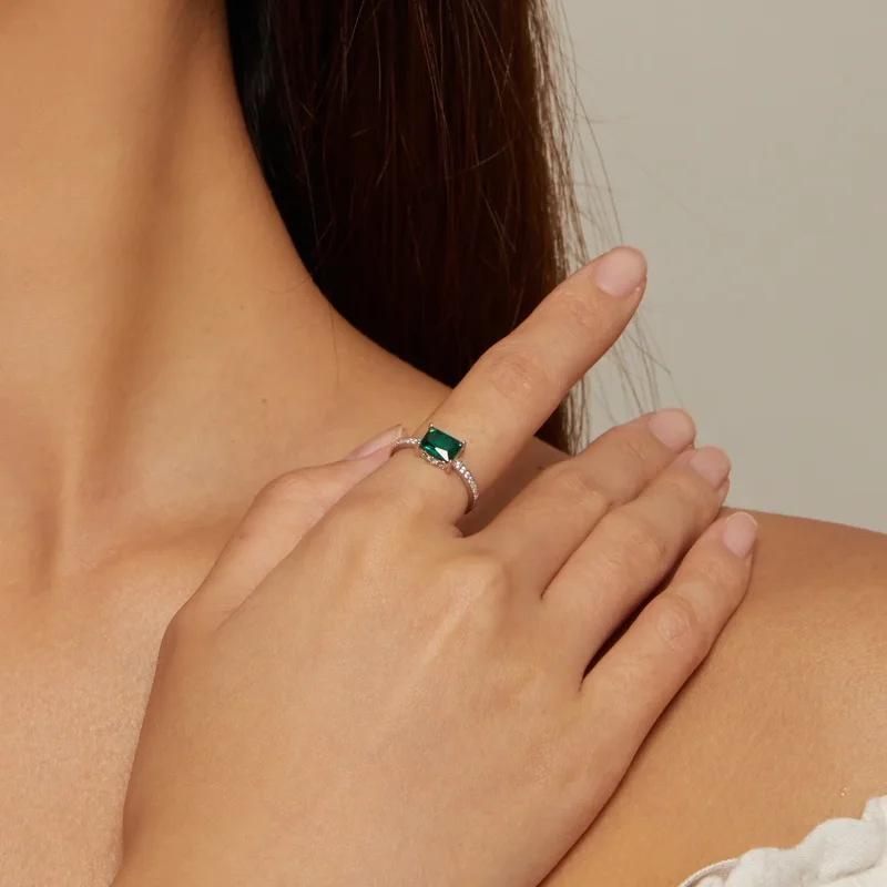 (bilde for) Pandora Style Green Stone Ring - BSR461 - Vis 4