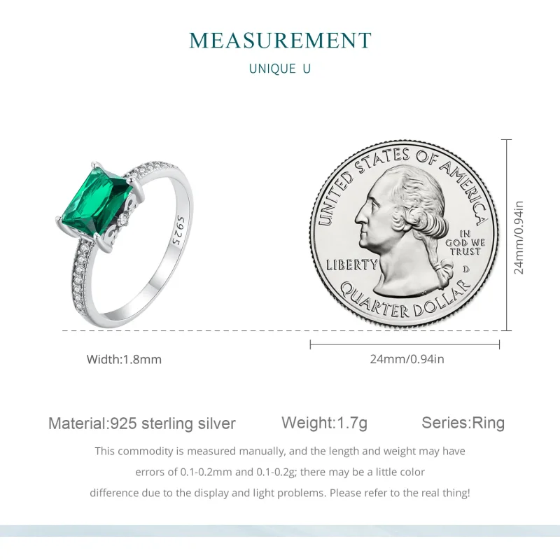 (bilde for) Pandora Style Green Stone Ring - BSR461 - Vis 7