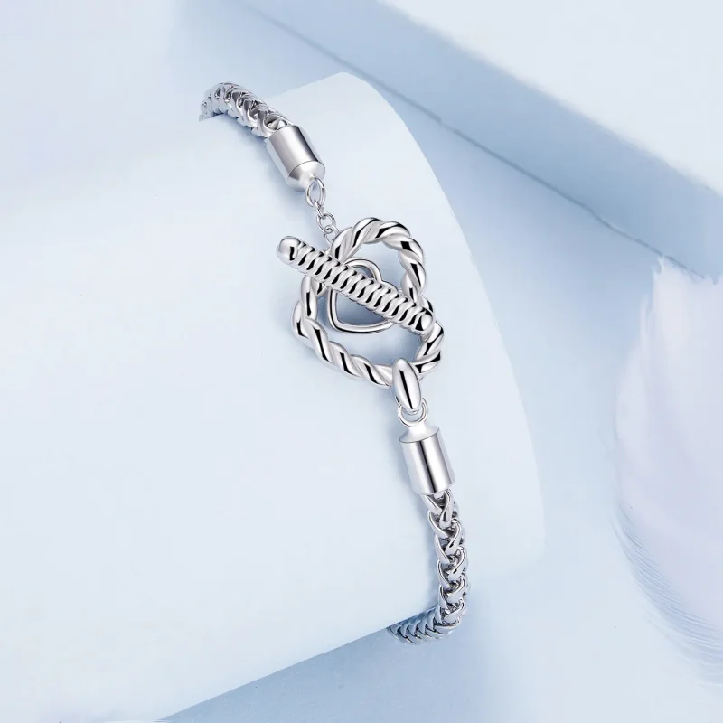 (bilde for) Pandora Style Heart T Bar armbånd - BSB132 - Vis 2